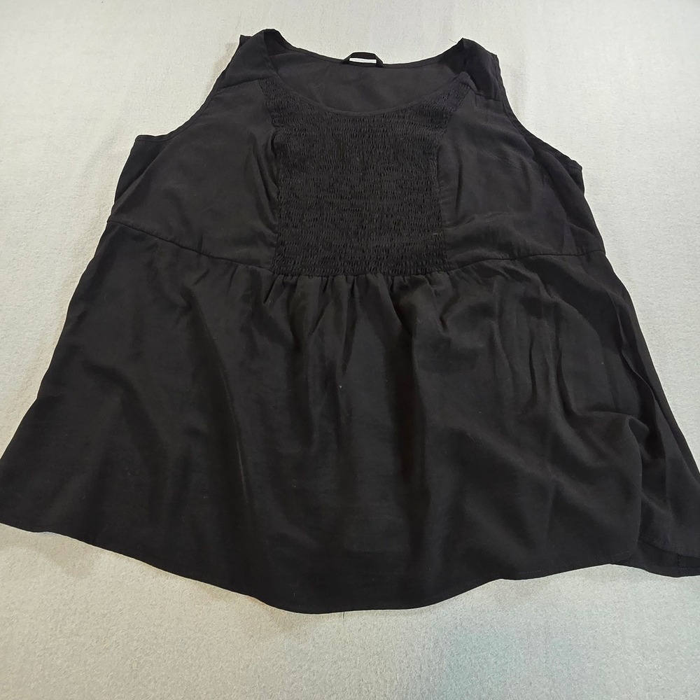 BloomChic Tank Top Women 22-24 Black Smocked Lace Trim Babydoll Peplum Boho